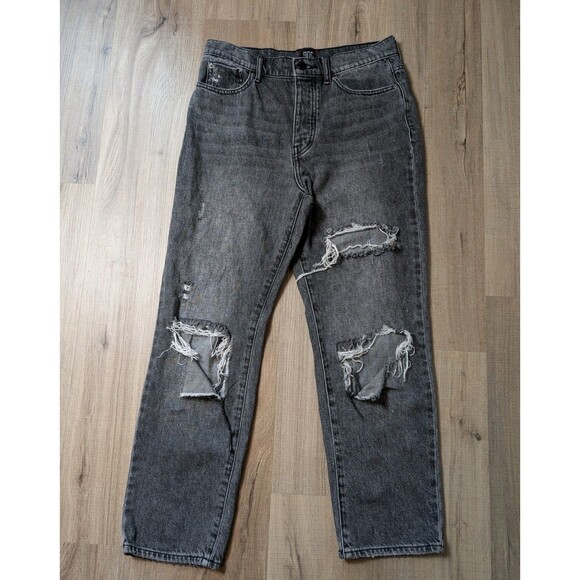 BDG Urban Outfitters Black Slim Straight Size 28 Washed Denim Ripped Jeans Women - Picture 2 of 11